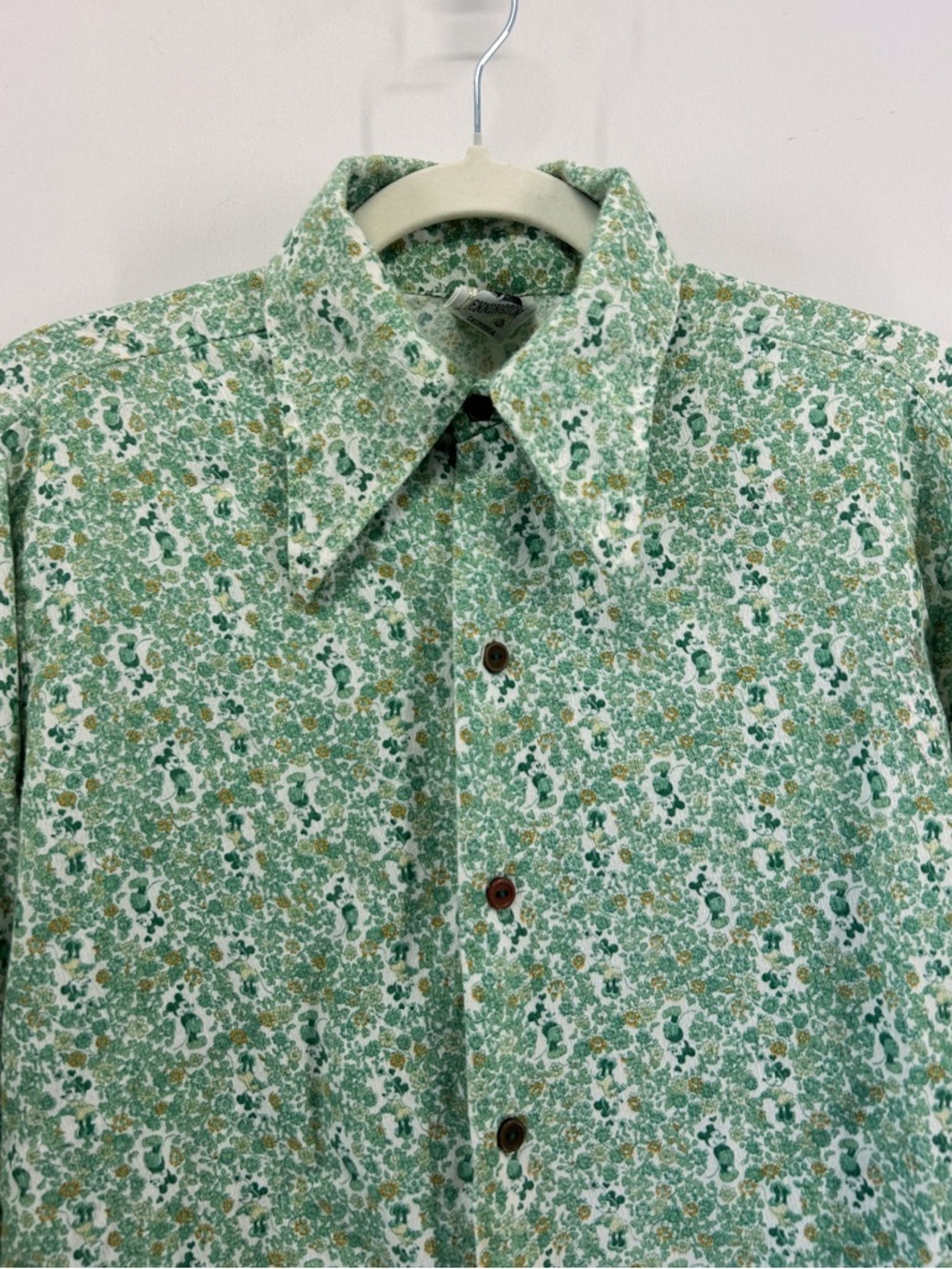 Vintage Kennington Mickey & Minnie Mouse Disney Button Down Shirt Green Floral - Picture 4 of 6